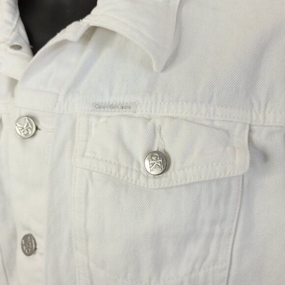 Calvin Klein Jeans Denim Trucker Jacket Vintage 90s White Mens Size Medium - Picture 3 of 7